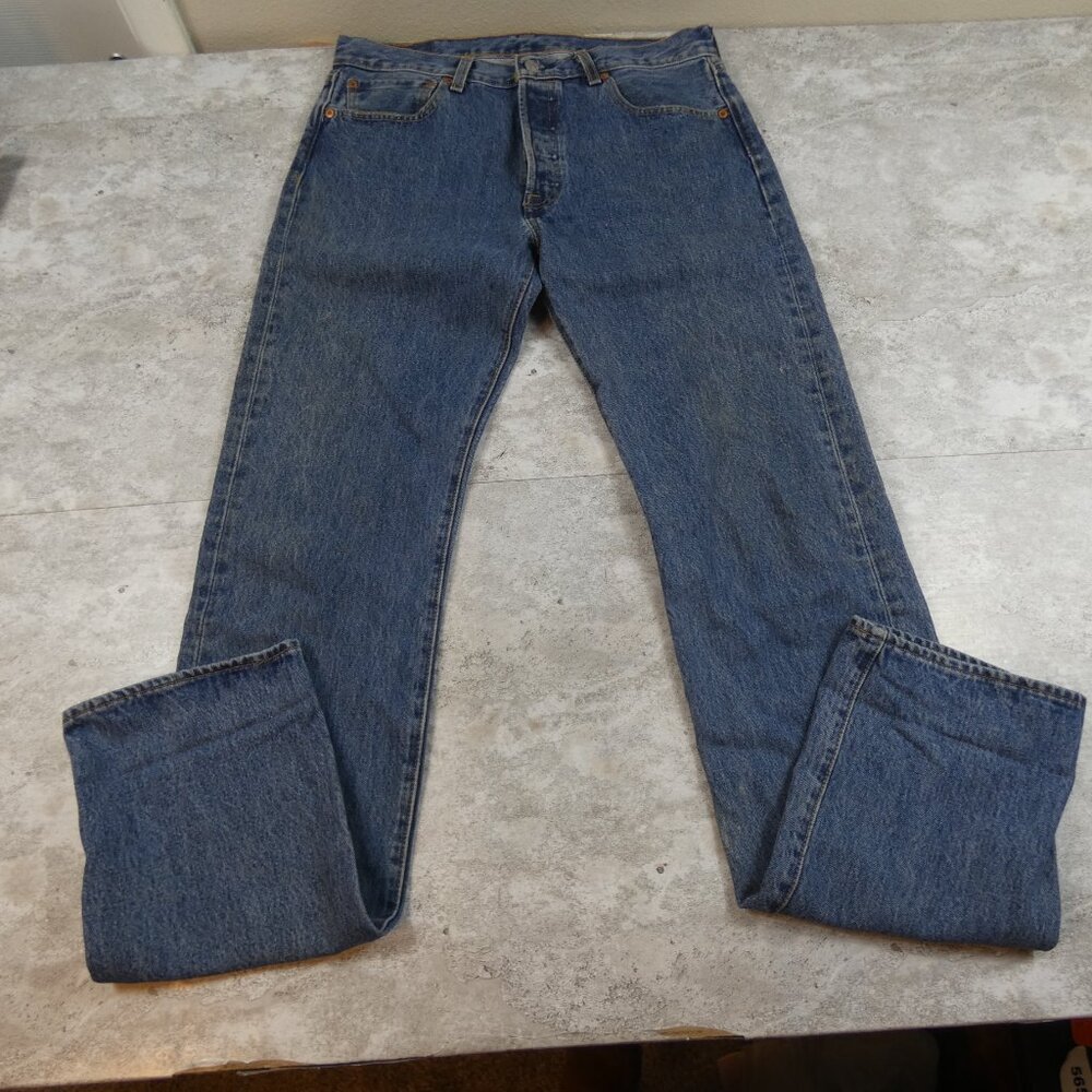 Vintage Levis 501 90s Blue Jeans Button Fly RedBat Wing